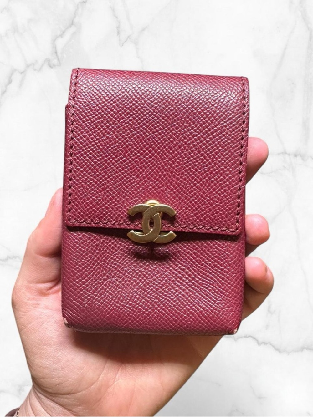 Chanel Red Burgundy Vintage Cigarette Case